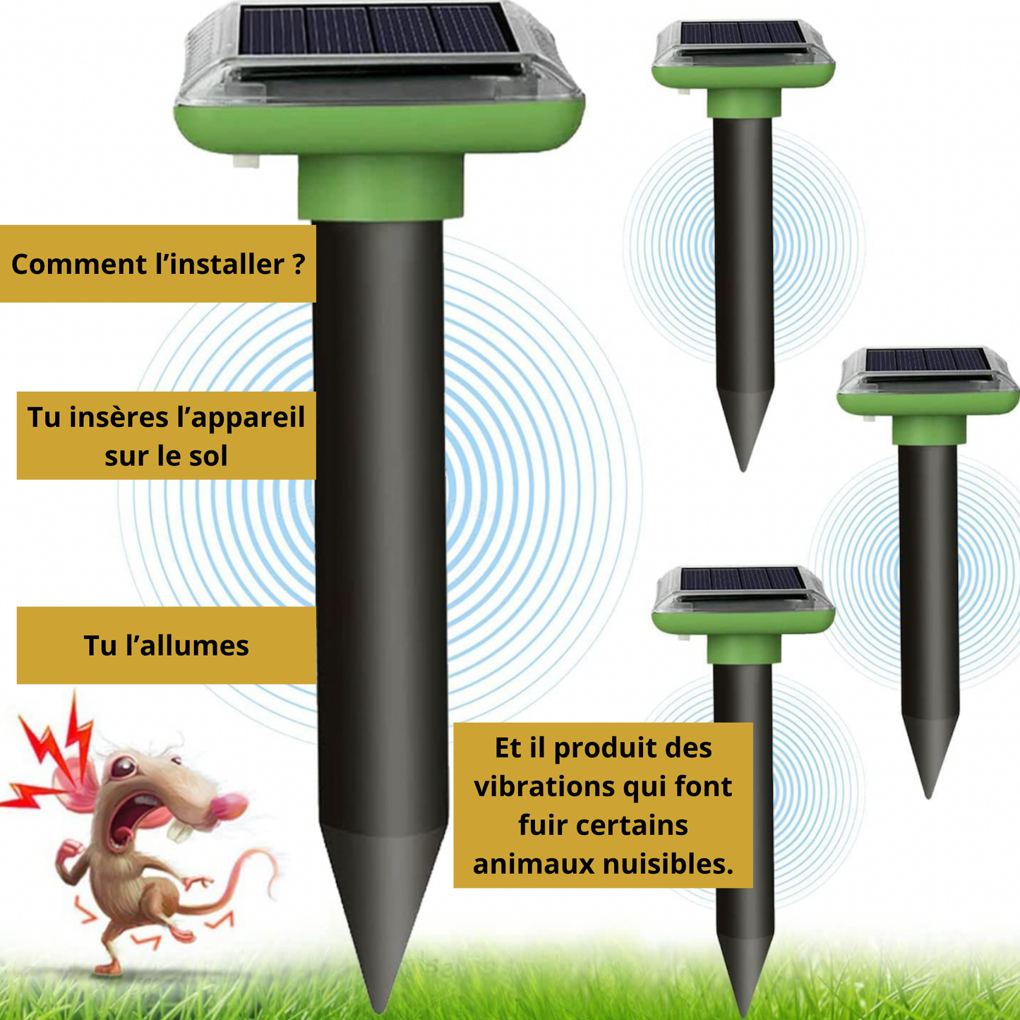 Répulsif solaire pour taupes/Ecureuil/ Rongeurs